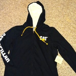 New with tags CAT CATERPILLAR women's LARGE hooded zip up